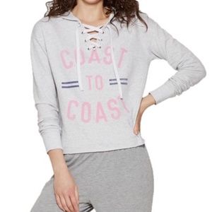 Coast To Coast Cropped Hoodie- Grey